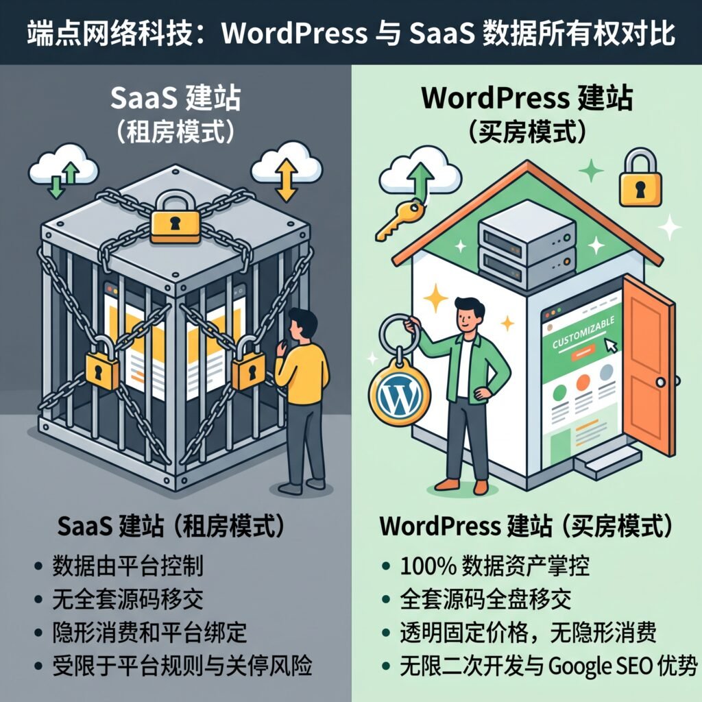 WordPress建站与SaaS平台的数据所有权对比